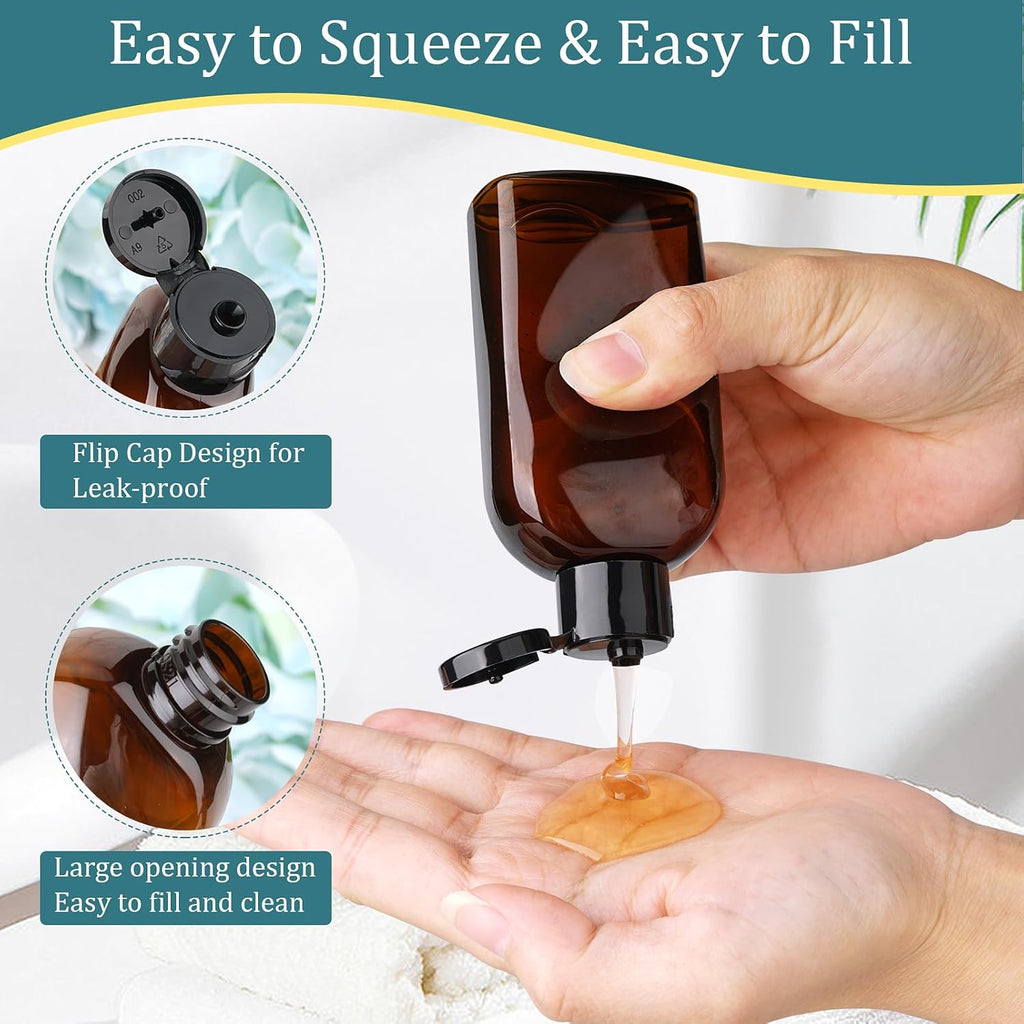 Cosywell Travel Shampoo Bottles 4pcs 3.4oz TSA Approved for Toiletries - Leak Proof Empty Lotion Containers With Flip Cap - Small Plastic Squeeze Bottles